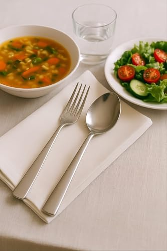 24 Parça Paslanmaz Çelik Yemek Kaşığı ve Çatal Seti,12 Yemek Kaşığı Ve 12 Yemek Çatalı, Dayanıklı ve Şık Tasarım, Bulaşık Makinesinde Yıkanabilir, Ev ve Restoran Kullanımı İçin Uygundur