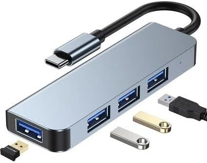 USB ve Type-C 4 In 1 USB 3.0 Hub Alüminyum Gövde USB Çoklayıcı Hub (Type-C Girişli)