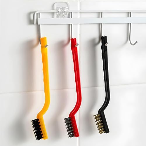 3'lü Tel Fırça Seti — Bakır, Demir ve Naylon Başlıklı Detaylı Temizlik Fırçası, Ocak,, Musluk, Izgara, Jant ve Derz Temizliği İçin Çok Amaçlı Fırça