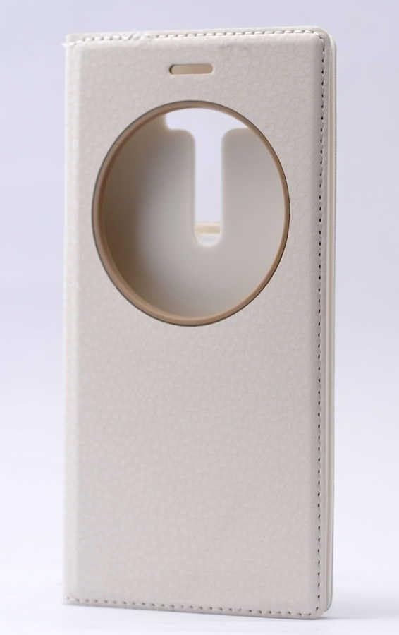 Asus Zenfone 3 Ze552KL Kılıf Kapaklı İç Kısım SilikonPencereli Koruma Kap Beyaz