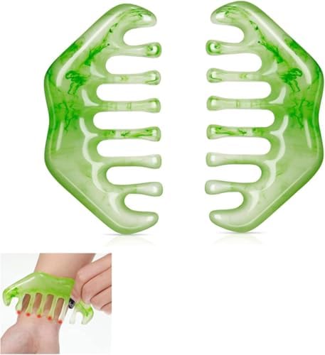 Xspring Masaj tarağı, 2'li set yeşim taşı yüz masaj aleti, guasha tarak, saç derisi ve tüm vücut masajı için, baş, yüz, boyun, sırt, el ve ayaklar için, Anneler Günü ve Sevgililer Günü hediyesi