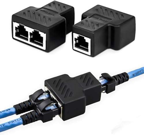 2 Portlu Ethernet Splitter, Çift LAN Kablosu, Ethernet Bölücü, Dişi Adaptör Konnektörü