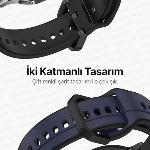 22mm ile Uyumlu Saatler için Çift Renkli Şerit Model 46mm Silikon Kordon (GT6 Pro/GT6/GT5 Pro/GT5/GT4/ 4 Pro/GT3/GT3 Pro/GT2/GT2 Pro)