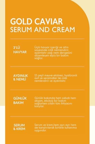 Altın, Havyar İçeren 2’li Serum ve Krem  Gold Caviar Serum And Cream