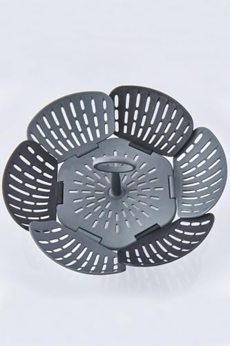 Porselen Diyarı Pratik Buharda Lezzetli Sebze Meyve Haşlama Pişirme Sepeti Katlanabilir Haşlayıcı Aparat Gri