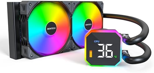 HyperFlow Dijital 240 CPU Sıvı Soğutucu, 3100 RPM Pompalı 240 mm AIO, 2×120 mm E28 ARGB Fanlar, Gerçek Zamanlı Dijital Ekran, Intel ve AMD Desteği (Siyah)