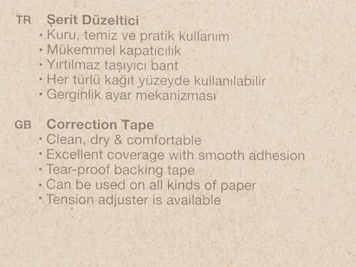 Şerit Düzeltici, 5mm x 12m, Hızlı Kapatıcı, Kuruma Süresi Gerektirmez, Asorti Renkler