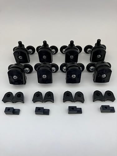 SEÇENEKÇOK Cam Duşakabin Tekerleği Metal Ayaklı Siyah Plastik 8'li Tam Set