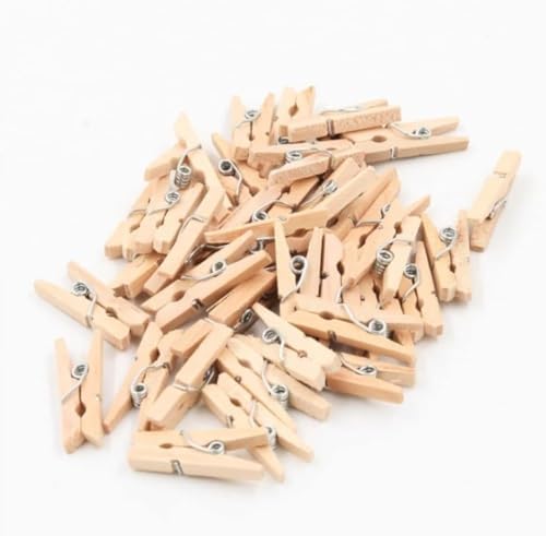 24 Adet Mini Ahşap Not Mandalı,Not Tutucu Dekoratif Mandal Çalışma Odası Ev Ofis İçin Küçük Mandallar (Natural)