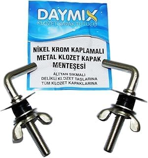 DAYMIX Metal Klozet Kapak Menteşesi Vidası, Nikel Krom Kaplamalı, Sıkmalı, 5 kg Ağırlık Kapasiteli, 90 cm x 3.5 cm, PVC Menteşe Dahil