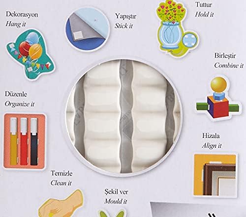 Tack-it Beyaz, 50 gr, 90 Parça, Yeniden Kullanılabilir Hamur Yapıştırıcı, Sökülebilir ve İz Bırakmaz