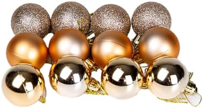 Yılbaşı Topu Simli Mat Parlak 12'li Set Şampanya- 6 Cm.