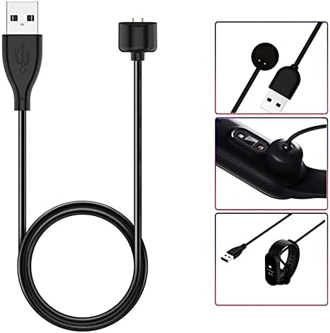 Mi Band 6 İle Uyumlu Giyilebilir Akıllı Saat Şarj Kablosu Manyetik (Mi Band 5/6 / 7 / Band 5 İle Uyumlu) USB Şarj Aleti (Siyah)