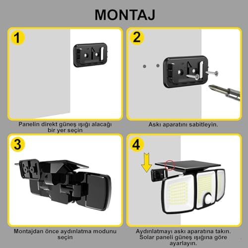 Güneş Enerjili 223 Cob Ledli, Hareket Sensörlü, 3 Taraflı Aydınlatma/GT-SL25