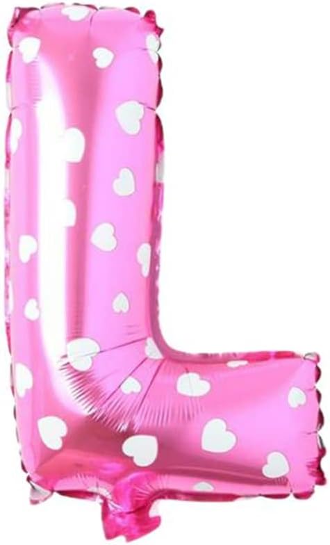 L Harfi 16 İnç Pembe Kalpli Renk Folyo Balon 36 CM (Pembe)