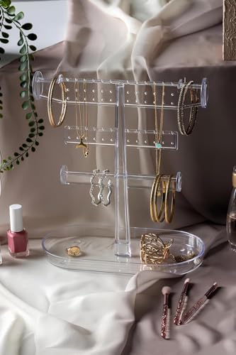 Aksesuar 3 Katlı Takı Standı, Şeffaf Akrilik Malzeme, 23,5x17x27cm, BPA İçermez