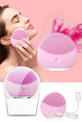 Pembe Şarj Edilebilir Silikon Yüz Temizleme Cihazı ve Masaj Aleti