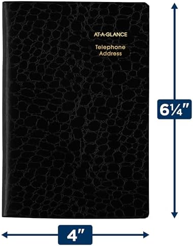 Telefon ve Adres Defteri, 600+ Giriş, 10,16 x 15,24 cm, Tasarımcı, Siyah (8040205)