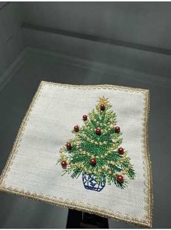 Boncuklu Yılbaşı Ağacı Kahve Fincanı Altlığı - 1 Adet Yeni Yıl Kokteyl Peçetesi