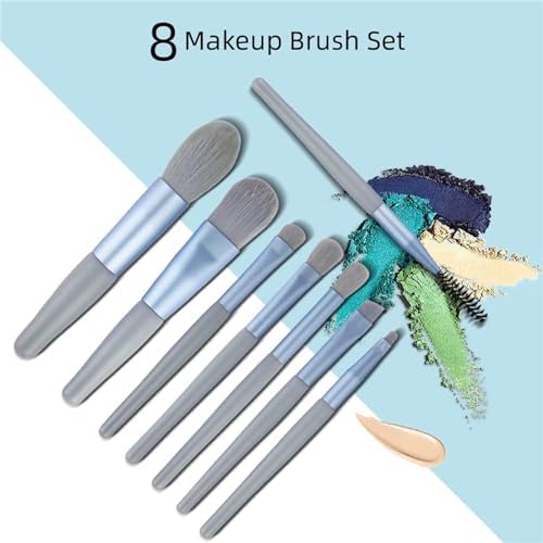 Xspring Makyaj Fırça Seti, PU Çanta ile 8 ADET Seyahat Kozmetik Fırça Seti, Mini Boyut Taşınabilir Yumuşak Makyaj Fondöten Göz Farı Yüz Gözler Dudaklar Kızlar ve Kadınlar için Kozmetik Araçları