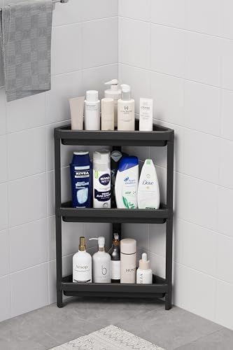 Life 3 Katlı Üçgen Plastik Siyah Banyo Mutfak Rafı MIT1060