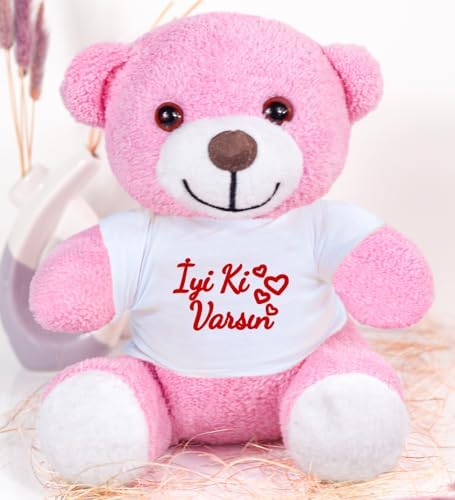 20-25 cm Tişörtlü Pelüş Ayıcık, 20 cm, Yumuşak Ayıcık, Sevgiliye Hediye,Ayı,Peluş Ayıcık,Plush Toys,Oturan ayı,Ofis Hediyesi,Renkli Ayıcık,İyi ki Varsın,Tişörtlü,Ayıcık (PembeAyı)