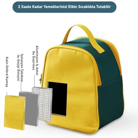 3 Gözlü Çelik Termal Çanta Okul, Piknik ve Seyahat İçin Taşınabilir Bento Kutusu