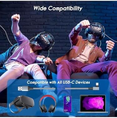 Vr5 Usb3.2 Oculus 3/2/1 Pico 4 Aksesuarları ve PC/Steam VR, 5Gbps Yüksek Hızlı PC Veri Aktarımı, VR Kulaklık, Oyun Bilgisayarı, Sanal gerçeklik gözlüğü uyumlu 5 metre