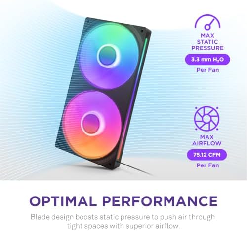 NZXT F240 RGB Çekirdek - 2 x 120mm RGB Fanlı 240mm Tek Çerçeve Fan Ünitesi - Hız ve Aydınlatma Kontrolü - Yüksek Statik Basınç ve Hava Akışı - Akışkan Dinamik Rulmanlar - Fan Başına 8 aRGB LED - Siyah