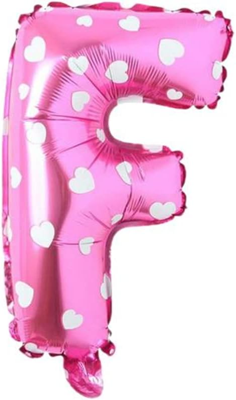 F Harfi 16 İnç Pembe Kalpli Renk Folyo Balon 36 CM (Pembe)