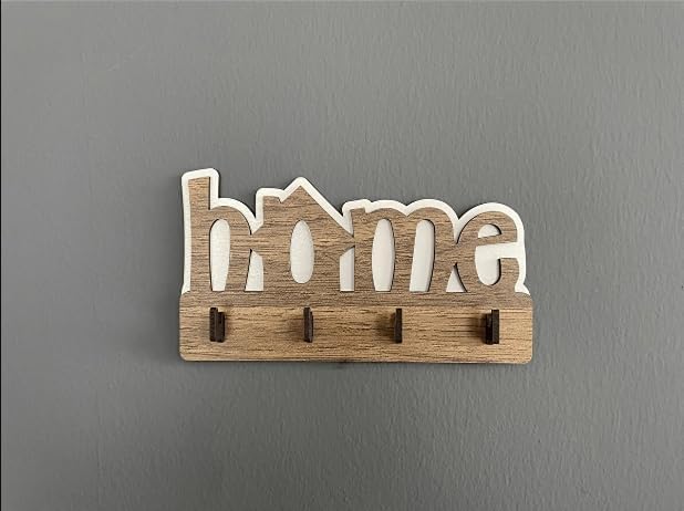 Ahşap Duvar Dekoru Anahtar Askısı Dekoratif Anahtar Askılığı Hediyelik (17x9cm) (Kahverengi)