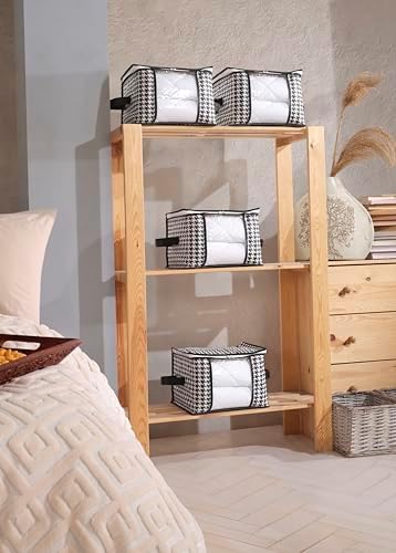 4 Adet Lüks Pencereli Çok Amaçlı Dolap Düzenleyici Hurç Çorap Hurcu 34 x 22 x 22 cm (Siyah)