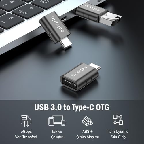 (İkili) OTG Akıllı Giriş USB 3.0 to Type-C Dönüştürücü Adaptör Çevirici 5Gbps, 16, Pro, Pro Max, M2, M3, M4  Pro, Air, iPad Pro ve Galaxy S25, S24, S23 ve Tabletler ile Uyumlu