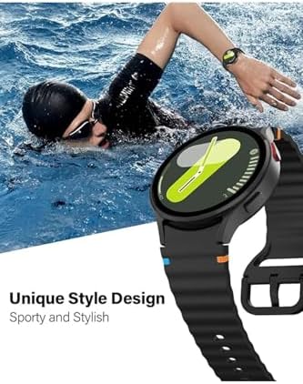 Wave Soft Silikon Spor Kordon Galaxy 7 6 5 4 FE 40 44 mm 42 43 46 47 mm ile uyumlu -Siyah