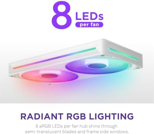 NZXT F240 RGB Core Tek Çerçeve Fan Ünitesi, 240mm, 2x 120mm RGB Fan Dahil, Hız ve Aydınlatma Kontrolü, Yüksek Statik Basınç ve Hava Akışı, 8 aRGB LED, Beyaz