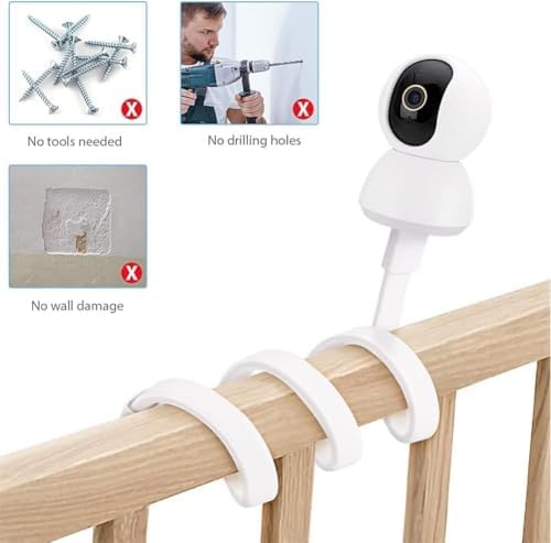 Bebek Monitörü Askı Rafı, Evrensel Bebek Monitörü Yatağı Tutucu, 1/4 Dişli Delikli Bebek Monitör Kameraları İle Uyumlu, Alet Gerektirmeyen Döndürme Sistemi, Duvara Zarar Vermez
