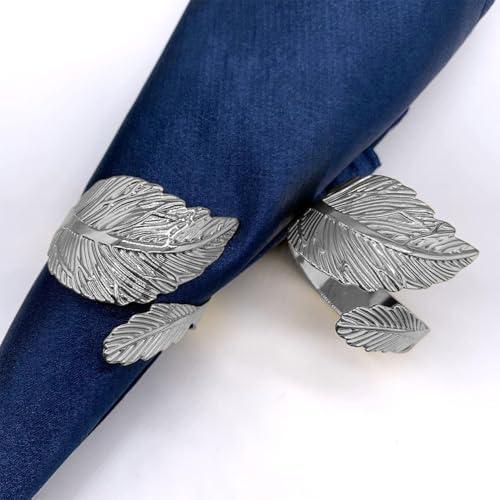 Kapı stoperi, 10 Parça Gümüş Yaprak Desenli Peçete Halkası Seti, Lüks Peçete Tutucu, Doğum Günü Düğün Parti Dekorasyonu İçin, Gümüş Renk Metal Peçete Halkaları