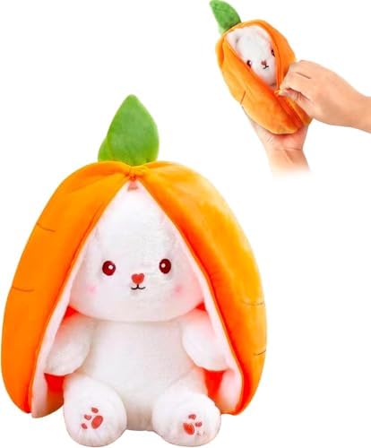 Çilek Yastık Tavşan Pelüş - Doldurulabilir, Çanta, Büyük Kulaklı (Havuç)