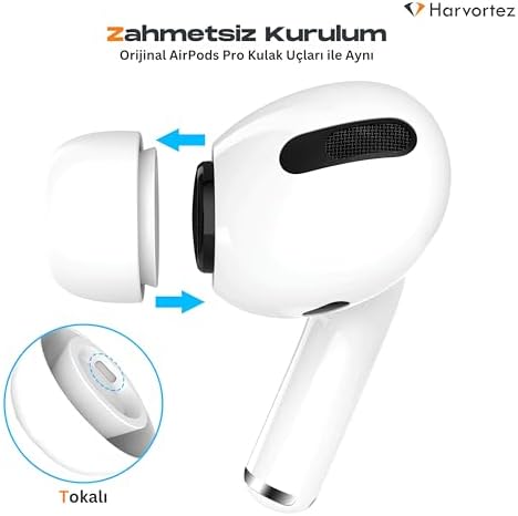 AirPods Pro 1. ve 2. Nesil ile Uyumlu 3 Farklı Boyutta Silikon Yedek Kulaklık Uçları, AirPods Pro Ear Tips - 3 Sets (XS/S/L)