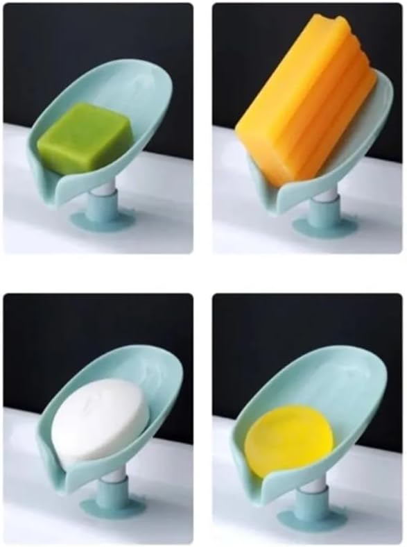 A1 Vantuzlu Sabunluk, Su Giderli Yaprak Şeklinde Sabunluk, Mutfak Banyo Süngerliği ve Sabunluğu (1 Adet)