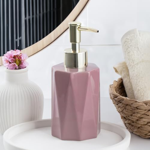 3205 Seramik Sıvı Sabunluk - Tezgah Üstü Banyo Mutfak Lavabo Sabunluğu - 250 cc Pudra