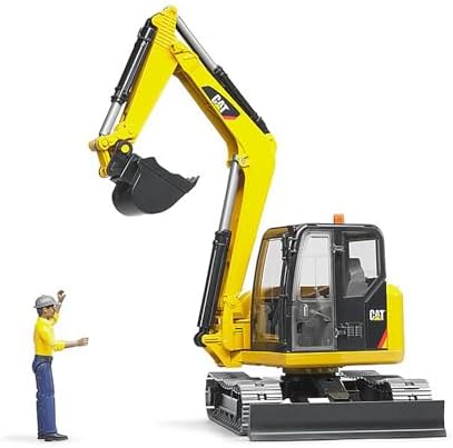 Bruder - Cat Mini Ekskavatör Ve Inşaat Işçisi Ölçekli Model