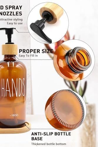 Bambu Standlı Cam Sıvı Sabunluk Seti - 2'li 2 x 475 ml