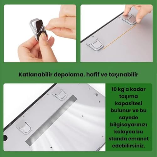 2 Adet Yapışkanlı Katlanılabilir Laptop Standı Portatif Bilgisayar Laptop Stand Ayagi Siyah