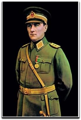 ZC Bayrak Siyah Atatürk Üniformalı Portre Raşel Dijital Baskı Bayrak 100 x 150 cm