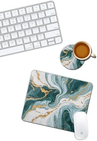 Yeşil Mermer Desenli Mouse Pad ve Bardak Altlığı Set