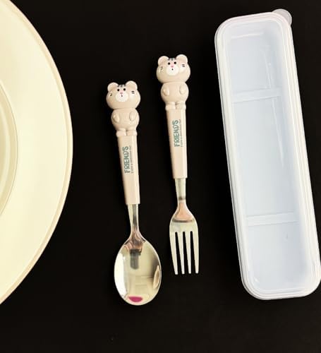 Sevimli Hayvan Figürlü Çatal Kaşık Seti (Kedi)