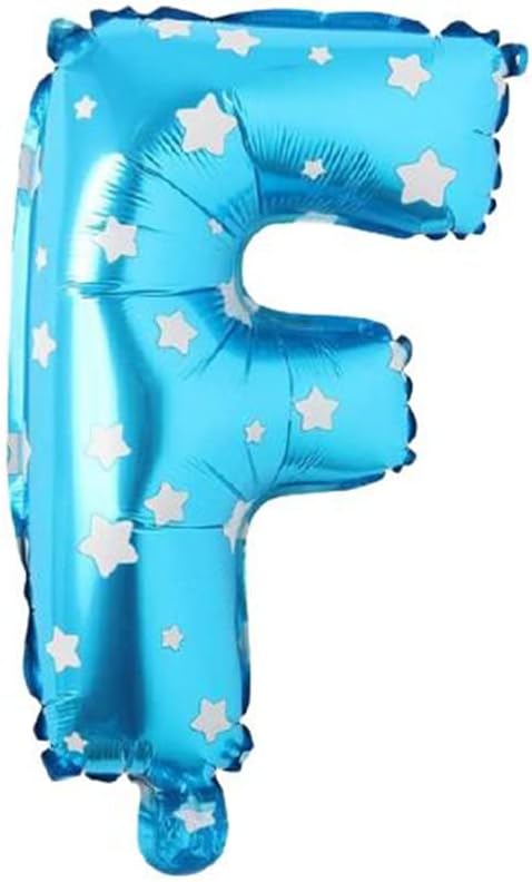 F Harfi 16 İnç Mavi Yıldızlı Renk Folyo Balon 36 CM (Mavi)