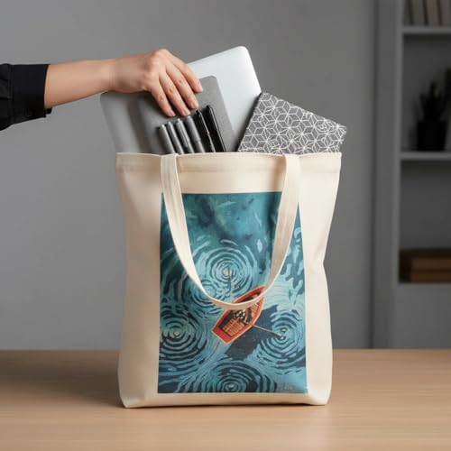 %100 Doğal Kanvas Körüklü Baskılı 280gr. Omuz ve El Çantası