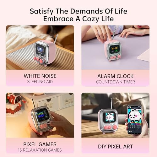 Tiivoo-2 FM Radyolu Retro Bluetooth Hoparlör, Art Taşınabilir Mini Sevimli Kablosuz Küçük Hoparlör, Dekor Parti Ofis Masası Ev Yatak Odası Mutfak için Uygun, Kadın Erkek